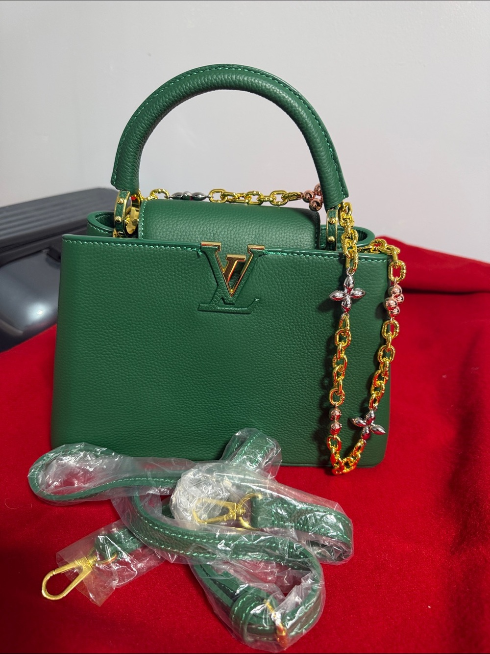 LV Green Capucines Mini Top Handle Bag